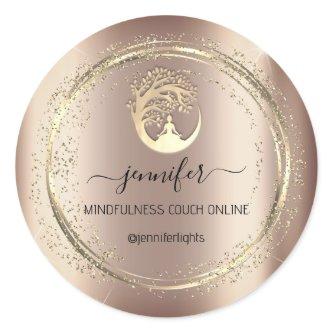 Yoga Mindfulness Therapist Couch Rose Gold Classic Round Sticker