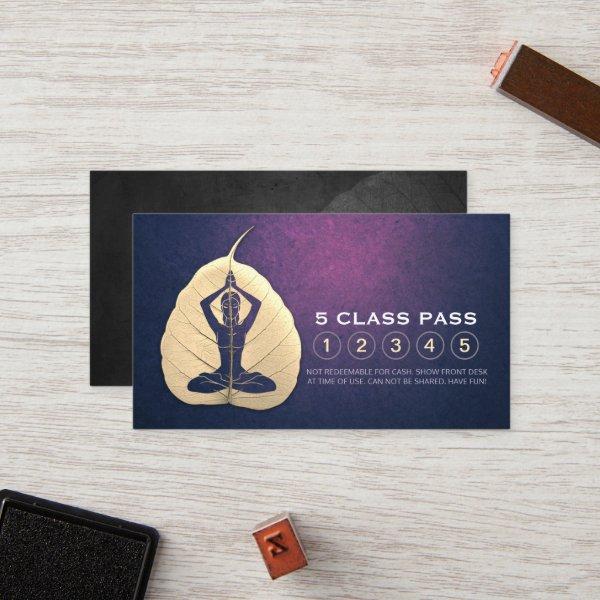 Yoga Studio Class Pass Meditation Pose Bodhi Leaf  Loyalty Card