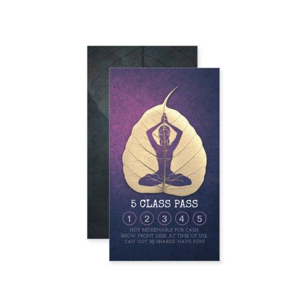 Yoga Studio Class Pass Meditation Pose Bodhi Leaf  Loyalty Card