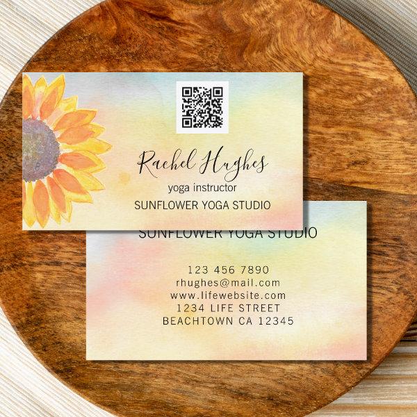 Yoga Studio Instructor QR Code Sunflower