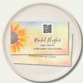 Yoga Studio Instructor QR Code Sunflower