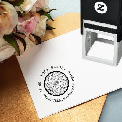 Yogi Floral Mandala Address Round Self-inking Stamp