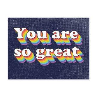 You Are So Great Retro Style Holiday Postcard