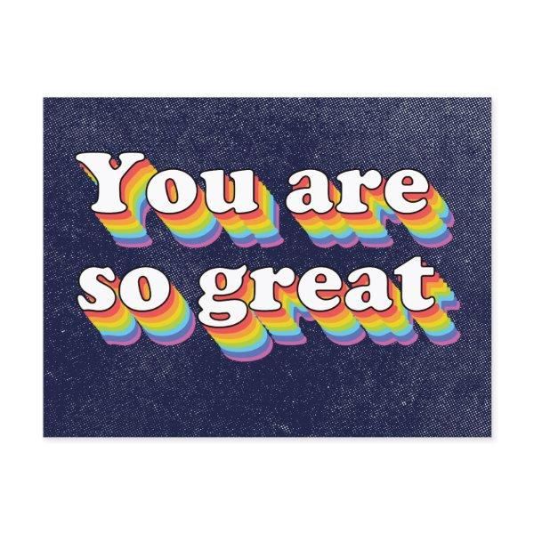 You Are So Great Retro Style Holiday Postcard