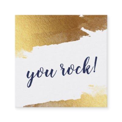 YOU ROCK modern luxe handlettered script gold navy Square