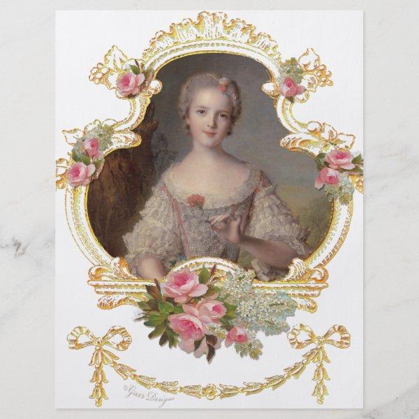 Young Queen Marie Antoinette Pink Roses Cards Flyer