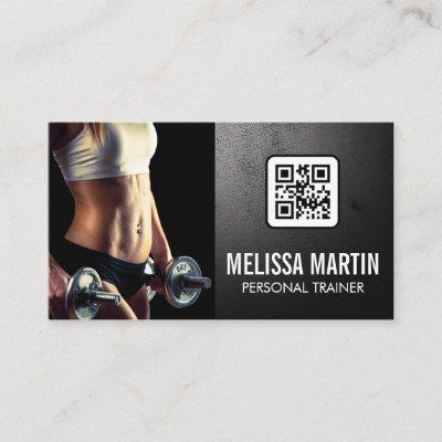 Young Woman Holding Dumbbells | QR Code