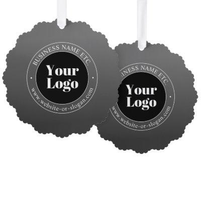 Your Business Logo or Design & Editable Text Ornament Card