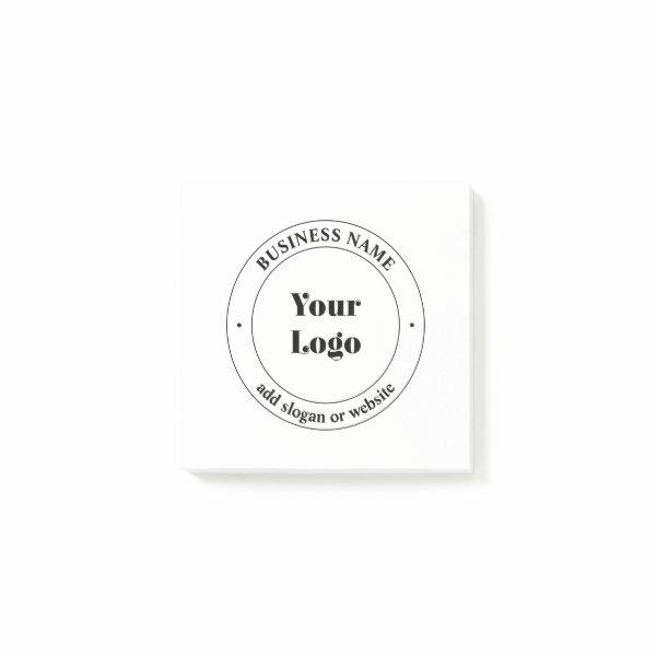 Your Business Logo & Promotional Text | White Post-it Notes