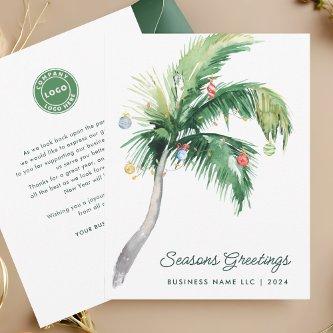 Your Business Logo Tropical Palm Tree Christmas Note Card