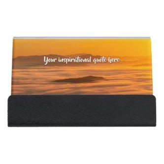 Your custom text sunrise above foggy landscape desk  holder