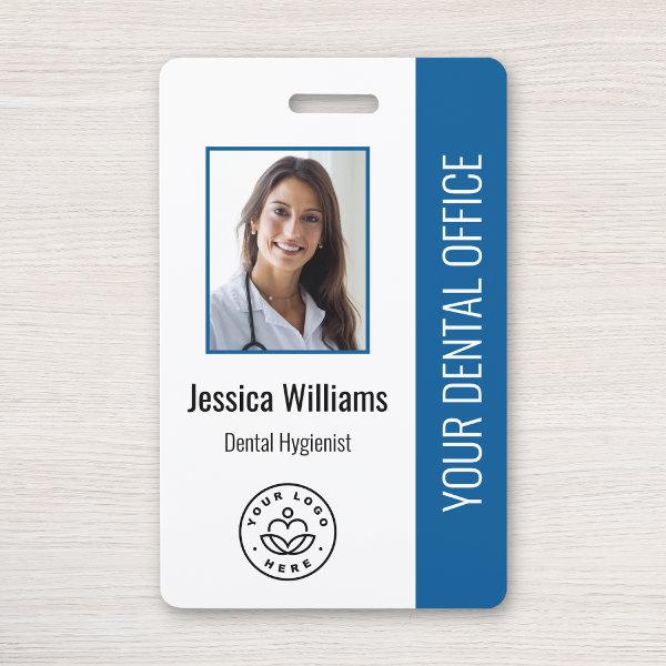 Your Dentist Office Logo Photo ID Blue Badge