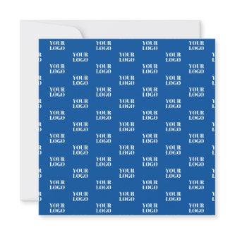 Your Design or Business Logo | Blue Tiled Pattern Thank You Card