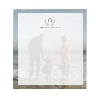 Your Family Photo Backdrop | Custom Monogram Notepad