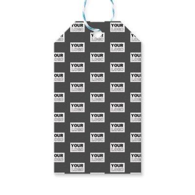 Your Image Design or Business Logo Tiled | Grey Gift Tags