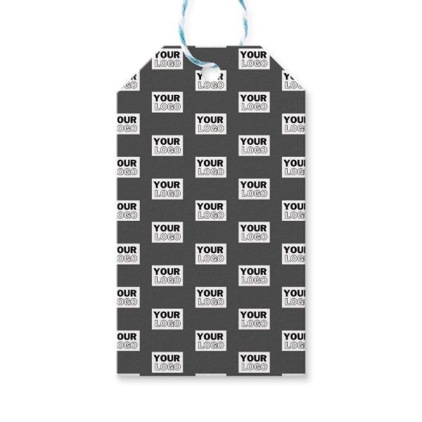 Your Image Design or Business Logo Tiled | Grey Gift Tags