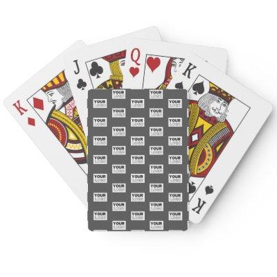 Your Image Design or Business Logo Tiled | Grey Poker Cards