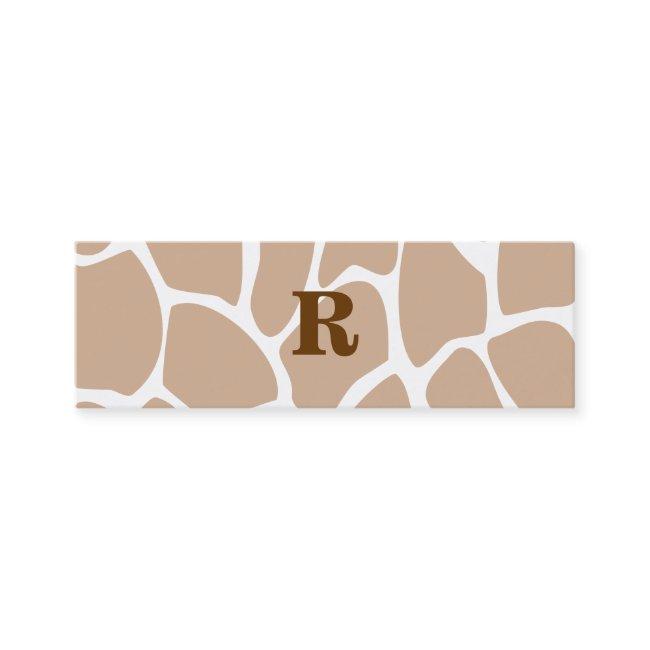 Your Letter. Custom Monogram Giraffe Print Design Mini
