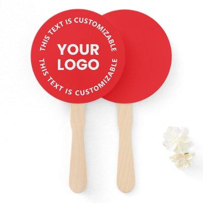 Your Logo/Any Uploaded Image & Circular Text | Red Hand Fan