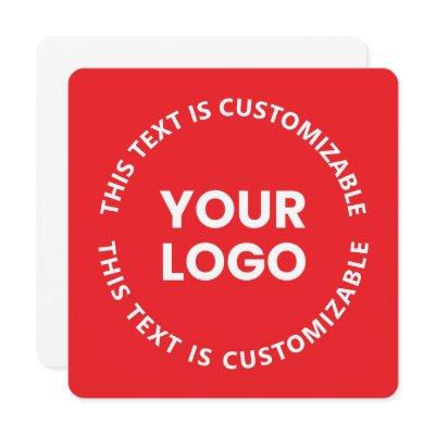 Your Logo/Any Uploaded Image & Circular Text | Red Note Card