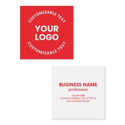 Your Logo/Any Uploaded Image & Circular Text | Red Square
