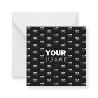 Your Logo & Background Repeating Logo | Black Note Card
