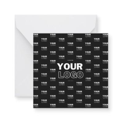 Your Logo & Background Repeating Logo | Black Note Card