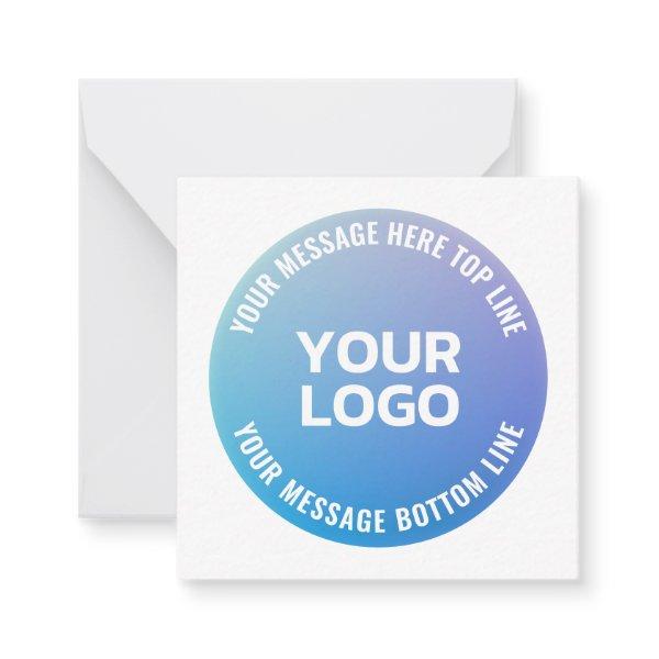 Your Logo | Blue to Purple Ombre & Circular Text Note Card