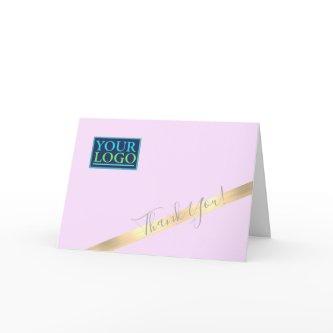 Your Logo Business Name, Gold Stripe Lilac, Vs 2 Thank You Card