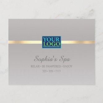 Your Logo, Business Promo, Name Info Silver & Gold Postcard