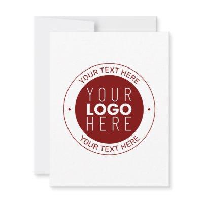 Your Logo & Customizable Text | Deep Red/DIY Color Note Card