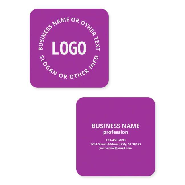Your Logo & Customizable Text | Purple Violet Square