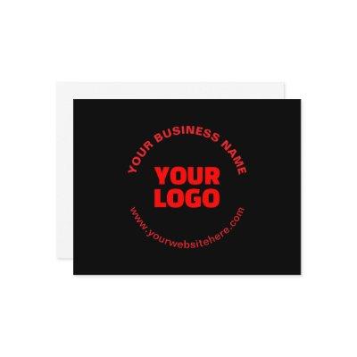 Your Logo & Editable Circular Text, Red or DIY Note Card