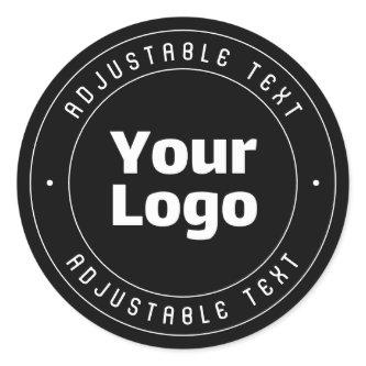 Your Logo & Editable Text Template | Black & White Classic Round Sticker