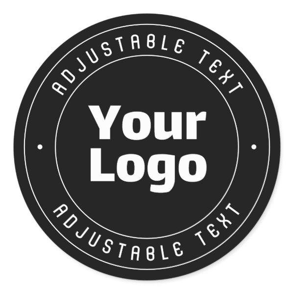 Your Logo & Editable Text Template | Black & White Classic Round Sticker