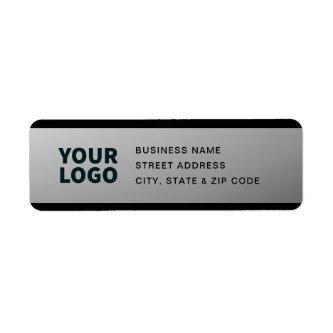 YOUR LOGO Faux Silver Black & Grey Return Address Label
