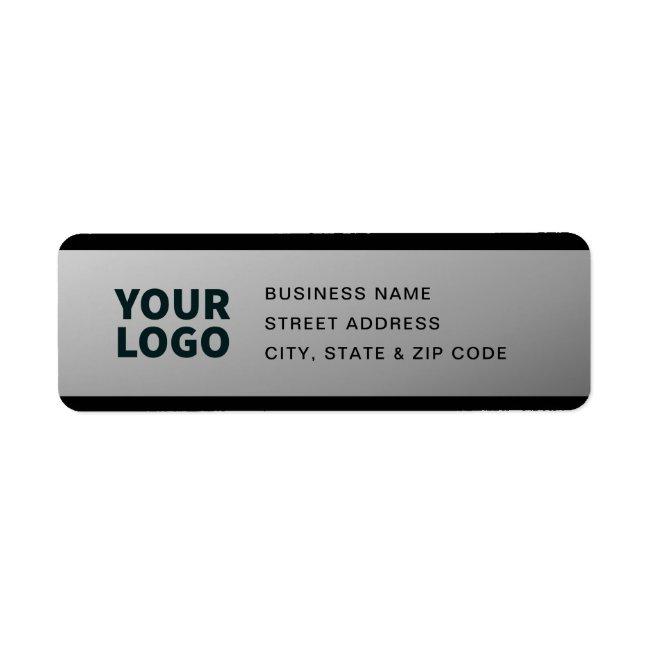YOUR LOGO Faux Silver Black & Grey Return Address Label