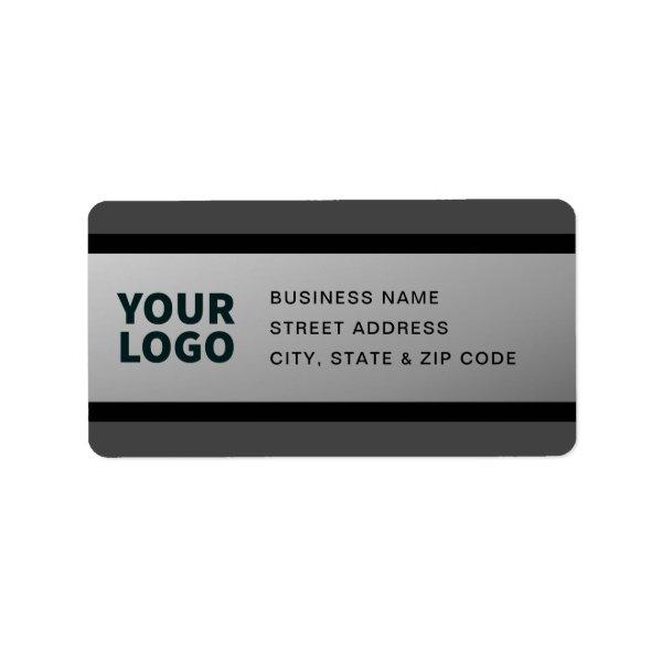 YOUR LOGO Faux Silver Black & Grey Return Address Label