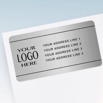 YOUR LOGO | Faux Silver Metal Return Address Label