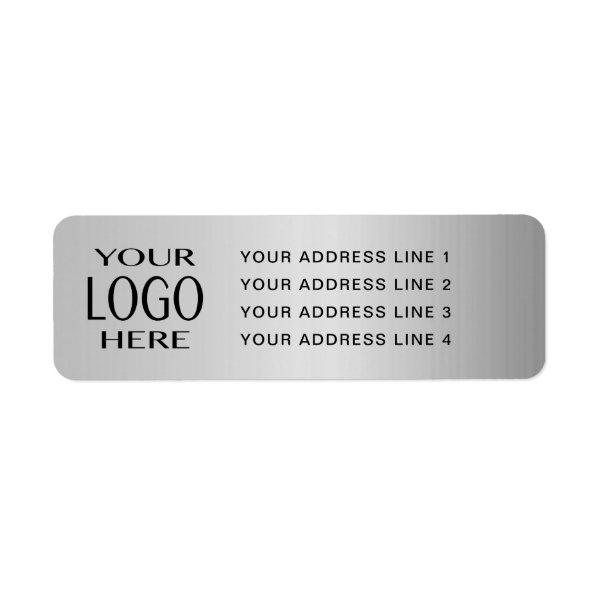 YOUR LOGO | Faux Silver Metal Return Address Label
