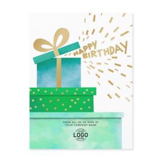 Your Logo Fun Green Happy Birthday Gifts Boxes Holiday Postcard