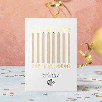 Your Logo Gold Foil Candles Business Birthday Card