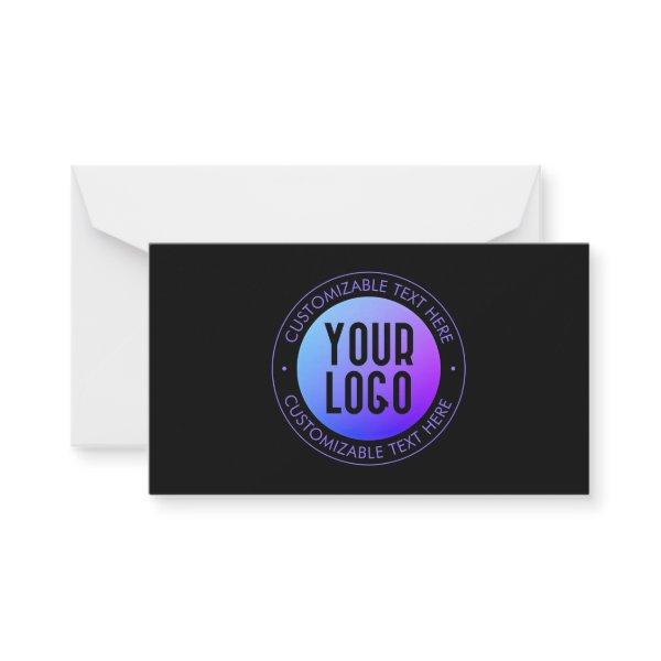 Your Logo & Modern Blue & Purple Ombre Gradient Note Card