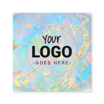 your logo on FAUX holographic opal stone texture Square