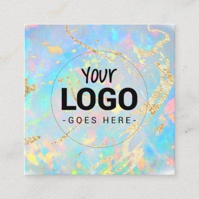 your logo on FAUX holographic opal stone texture Square