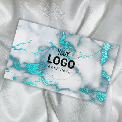 your logo on teal marble