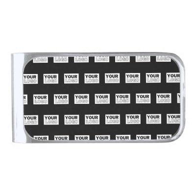 Your Logo or Design | Editable Color Background  Silver Finish Money Clip