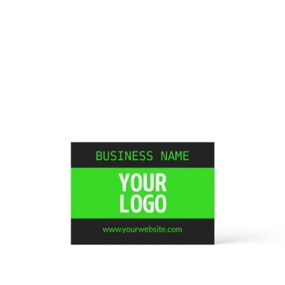 Your Logo or Image | Black & Bright Green Note Card