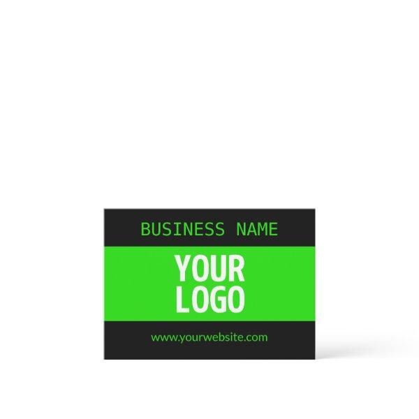Your Logo or Image | Black & Bright Green Note Card