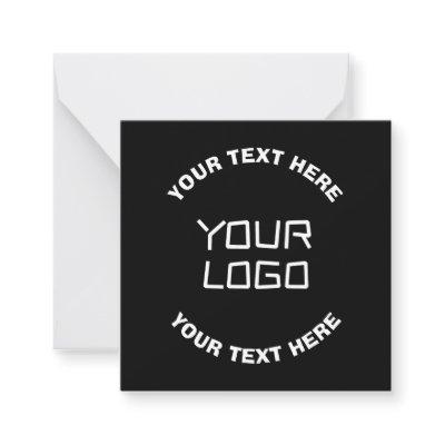 Your Logo or Image & Editable Text | Black & White Note Card